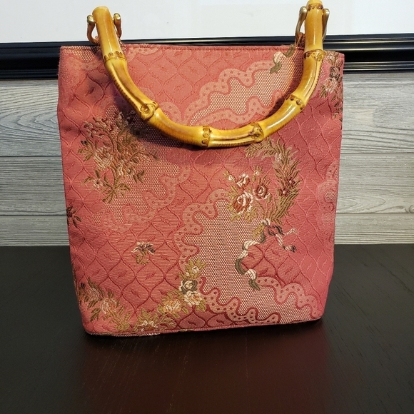Talbots Floral Tapestry Handbag with Bamboo Handles - Picture 1 of 12